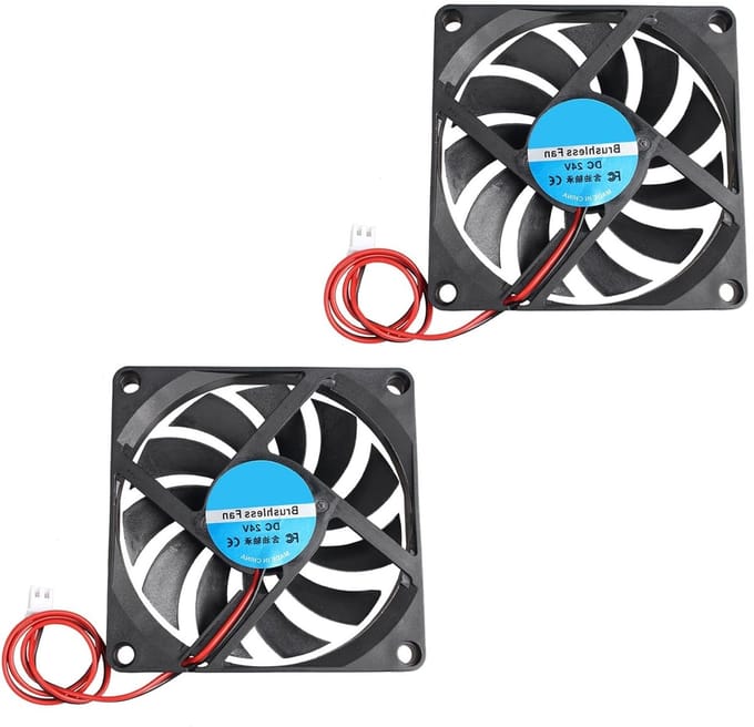 2 Stuks 80x80x10mm Stille Koelventilator DC 24V voor Computer, CPU, 3D Printer en PC Behuizing met 2-Pins Aansluiting