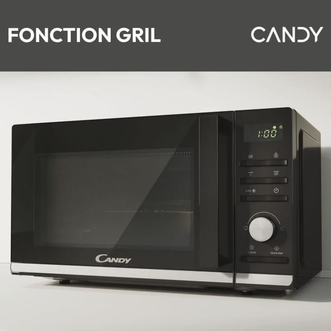 Micro-ondes Gril Candy Moderna CMGA20TNDB 700W 20L Digital Noir - Fonction Décongélation - 11 Niveaux de Puissance - 19 Menus Auto