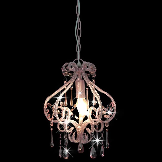 vidaXL Plafondlamp met kralen rond E14 roze