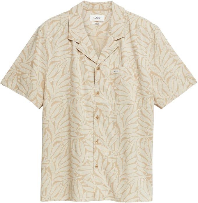 s.Oliver - male - Resort fit: gedessineerd overhemd met korte mouwen van viscosemix