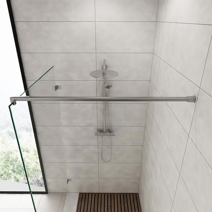 Stabilisatiestang Douchewand Muurmontage Vierkant 125 cm - RVS Geborsteld