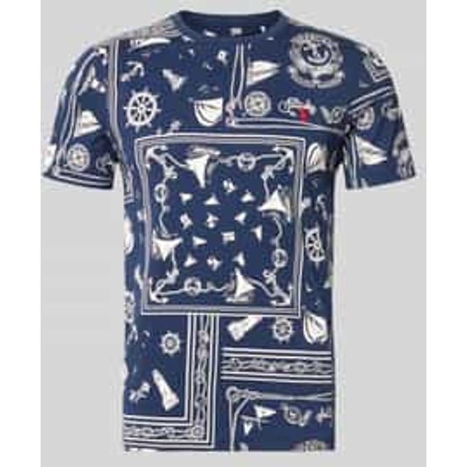 Slim fit T-shirt van zuivere katoen model 'CO CN BANDANA PRINT'