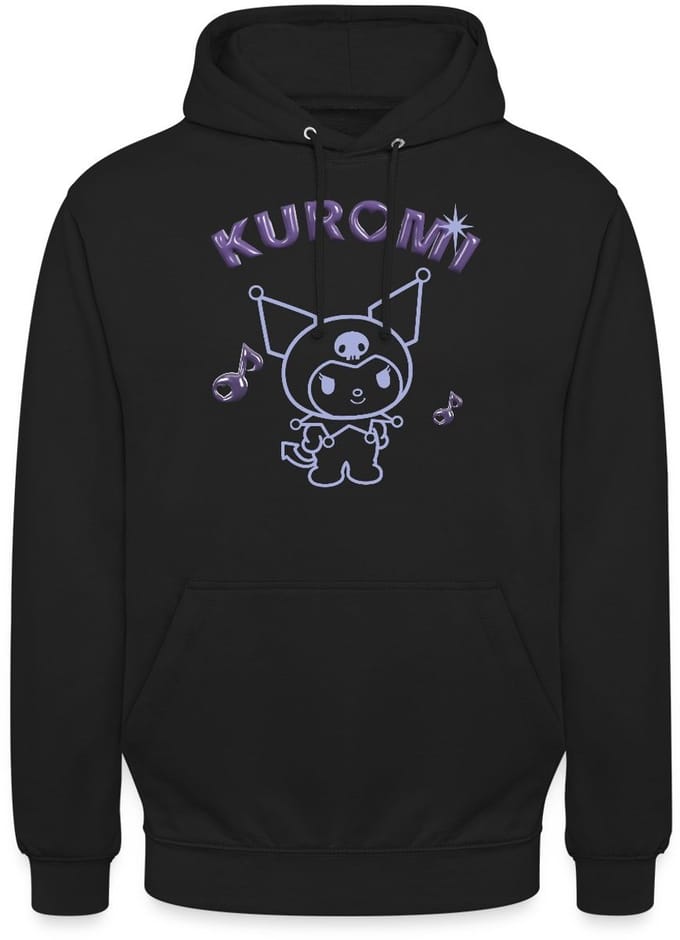 Kuromi Omtrekontwerp Met Paarse Chrome Letters Hoodie Unisex