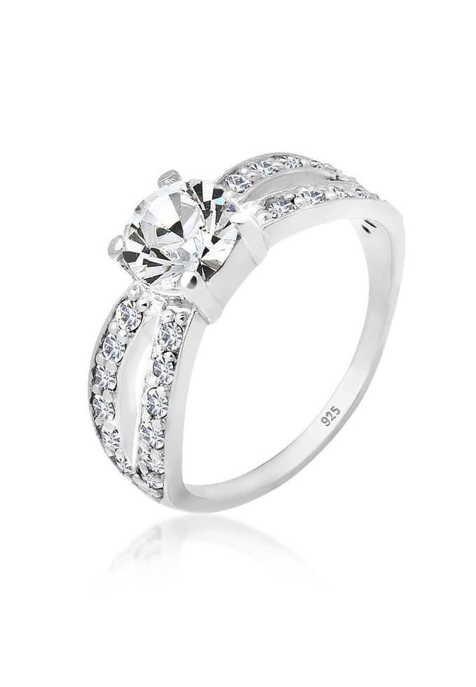 Elli damesring 925 zilver 1 kristal 58 Zilver 32020159