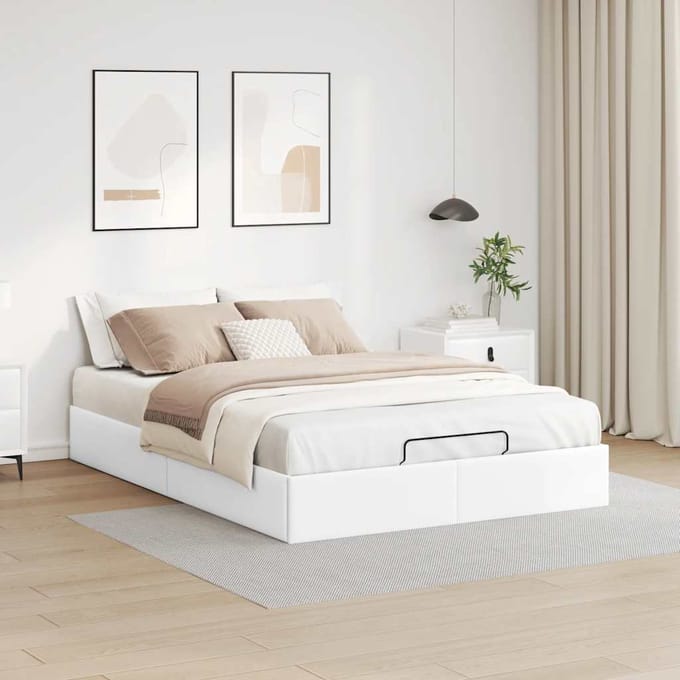 vidaXL - Bedframe - zonder - matras - 140x190 - cm - kunstleer - wit