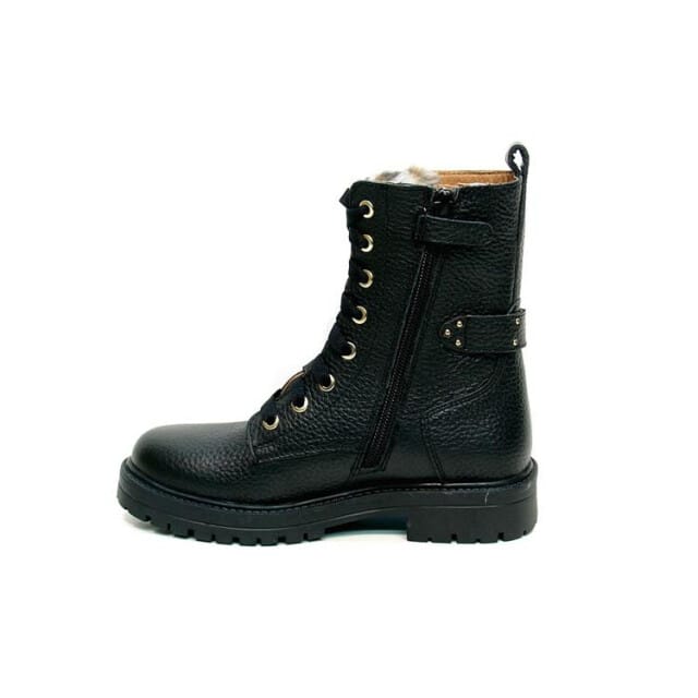 Braqeez 425761-589 Meisjes Veterboots - Zwart - Leer - Veters