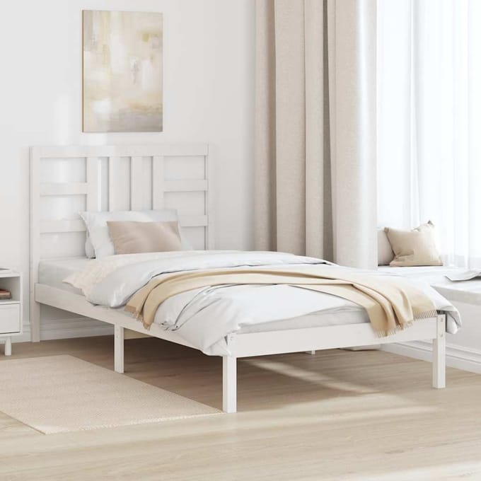 vidaXL - Bedframe - massief - hout - wit - 100x200 - cm