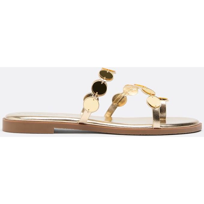 Stradivarius Platte sandaal met spiegeldetails  GOUD 37