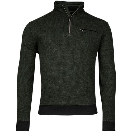 Baileys Trui Half Zip 2-Tone Jacquard Doubleface Interlock Sweat Donker Groen / male