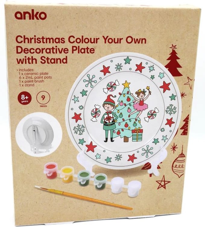 Playgo Ontbijtbordjes schilderen - Kerst opdruk met verf en penseeltje