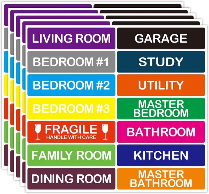 Verhuis Etiketten - Kleurgecodeerde Stickers - Dozen Markeren - 1140 Stuks - Diverse Kleuren
