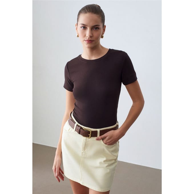 Dames Slim Fit Crew Neck T-Shirt