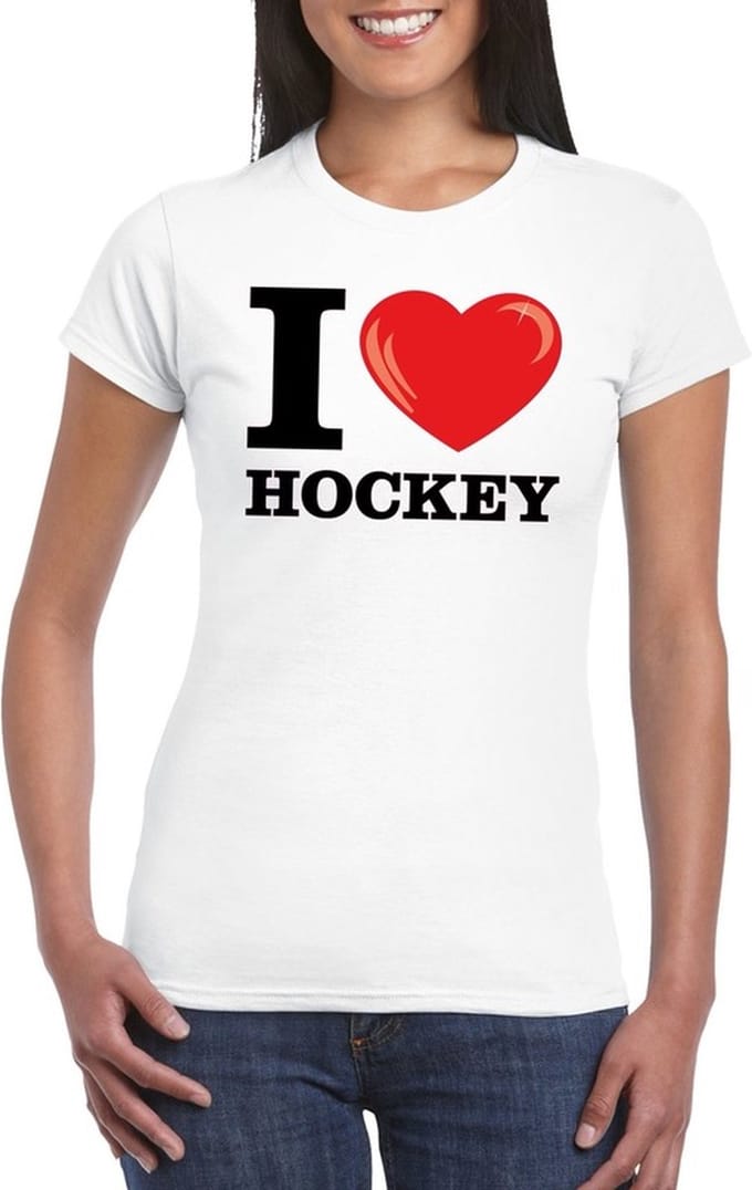 I love hockey t-shirt wit dames S