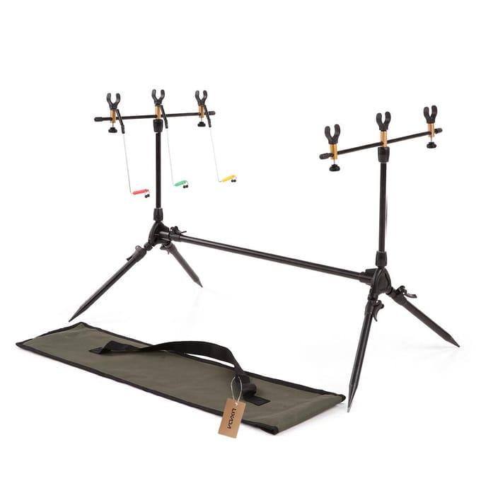 Lixada Support de support de canne à pêche à la carpe rétractable réglable avec 3 morsures black