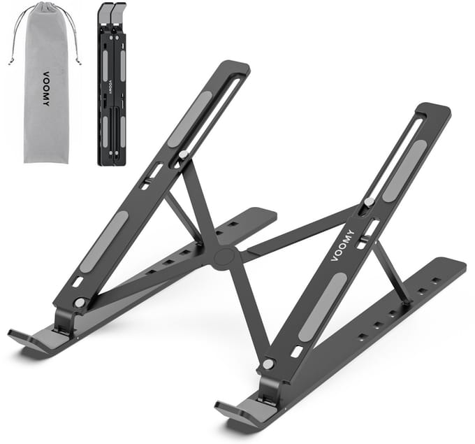 Voomy Office Laptop Standaard Verstelbaar - Ergonomische Stand - Aluminium - Zwart
