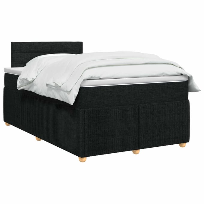 vidaXL - Boxspringbed - met - matras - met - hoofdeinde - Zwart - 120 - x - 200 - cm - Stof