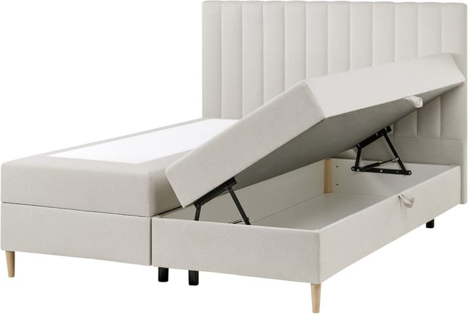 OFFICER - Boxspringbed - Gebroken wit - 160 x 200 cm - Polyester