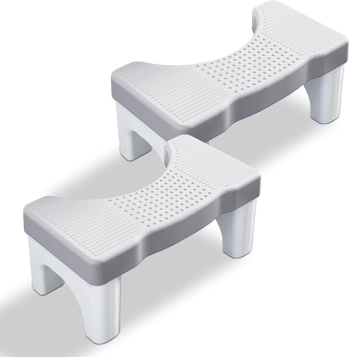 Toilet Kruk - Poepkruk Krukje - Ontlasten - Antislip Ontwerp - 2 Pack - Grijs