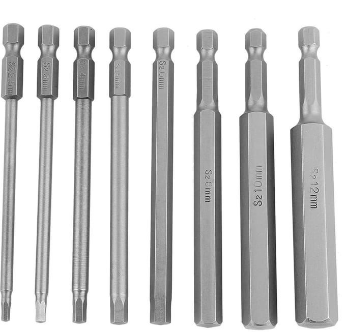 Allecto - Hex Bit Set - 8 Stuks - 100mm Schroevendraaier Bits