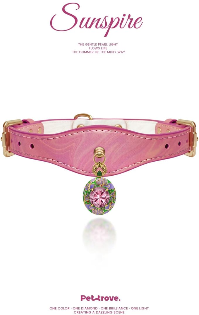 Hondenhalsband Pettrove Laserleer Roze Emaille