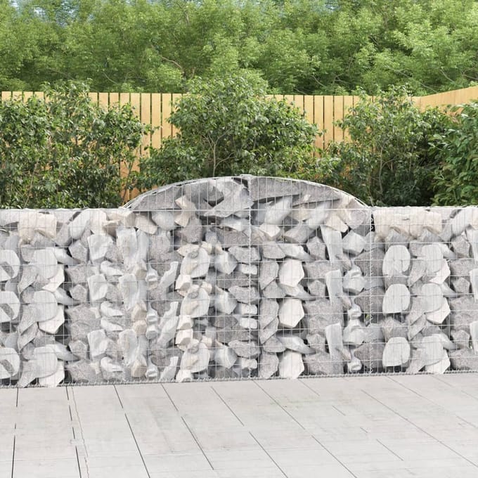 vidaXL - Schanskorven - 12 - st - gewelfd - 300x30x100/120 - cm - ijzer