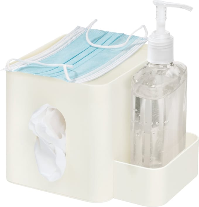 Tissuehouder met Opbergvakjes, Kunststof, Creme - iDesign | iD Clean