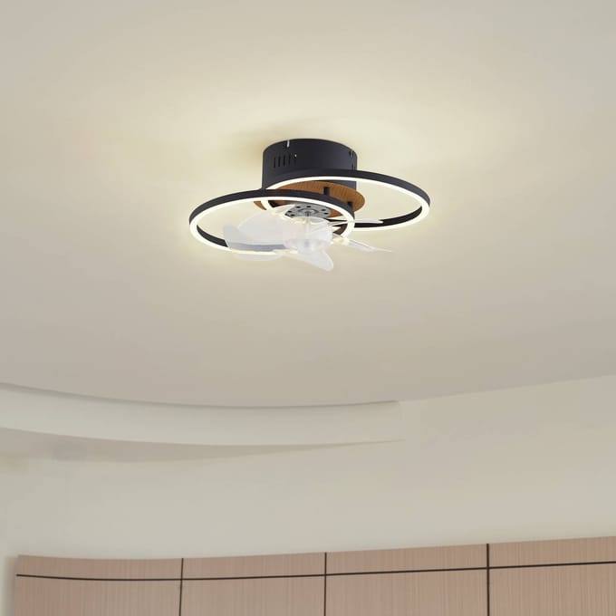 Lindby plafondventilator Lomana, zwart, stil, CCT