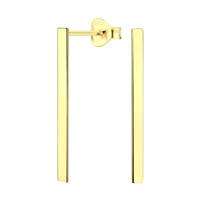 Joy|S - Zilveren Bar/ Staaf oorbellen - 2 x 25 mm - gold plated