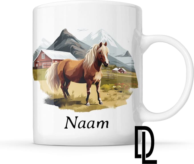 Mok met ijslandse paard