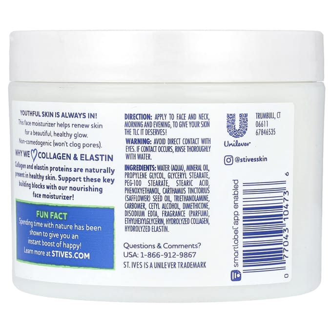 St. Ives, Renewing Moisturizer, Collagen & Elastin, 283G(10Oz) blue