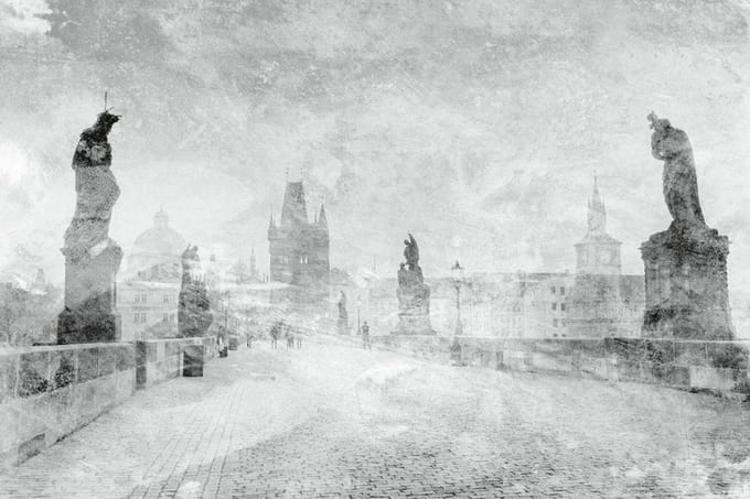Fotobehang - Charles Bridge Abstract II 375x250cm - Vliesbehang