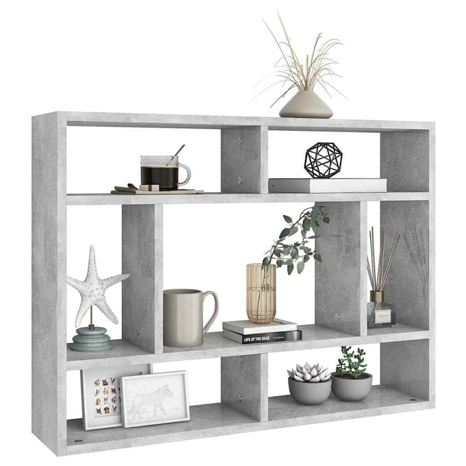 vidaXL - Wandschap - 75x16x55 - cm - bewerkt - hout - betongrijs