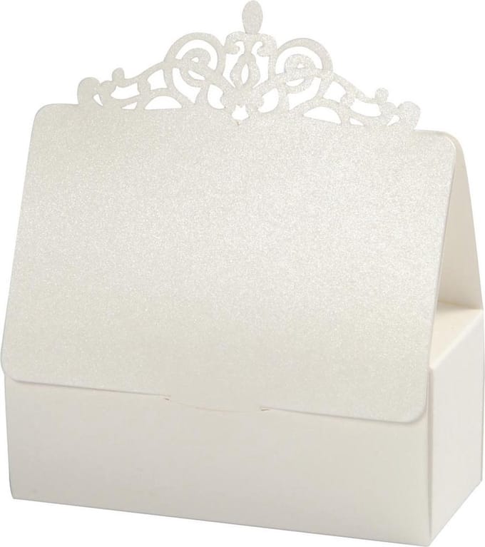 Doos, afm 3,5x3,5x8,5 cm, 230 gr, 5 stuks, off-white
