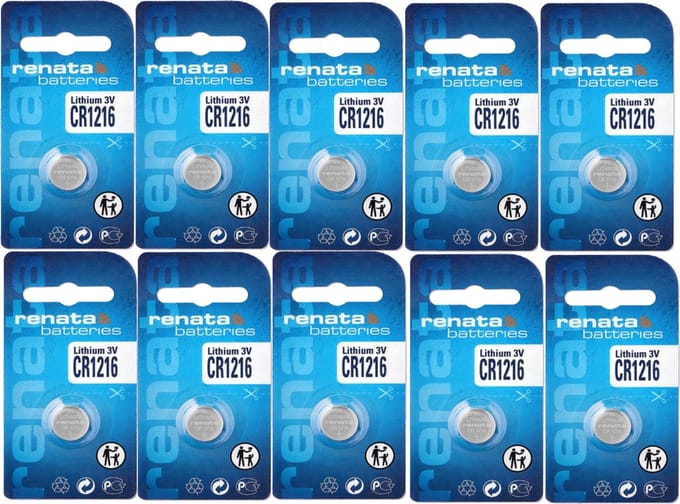 Renata – CR1216 MFR.SC CE – Lithium knoopcel batterij – 10 stuks