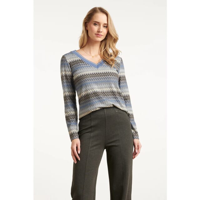 Smashed Lemon Lichtblauw en grijze top met zig-zag print |