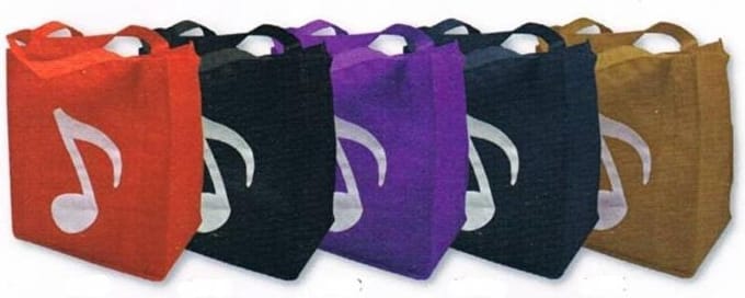 Boodschappentas met muzieknoot 30x33 cm, rood