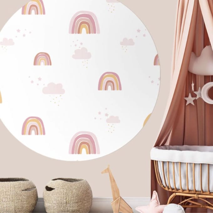 Behangcirkel 80cm Studio Wallz - Rainbow Pinky Peach large
