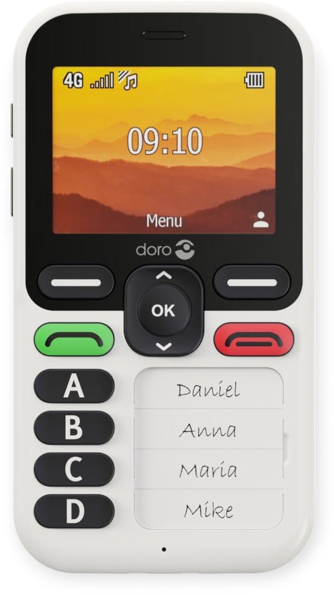 Doro Leva X10 mobiel met 4 geheugentoetsen. Hulpmiddel voor slechtzienden