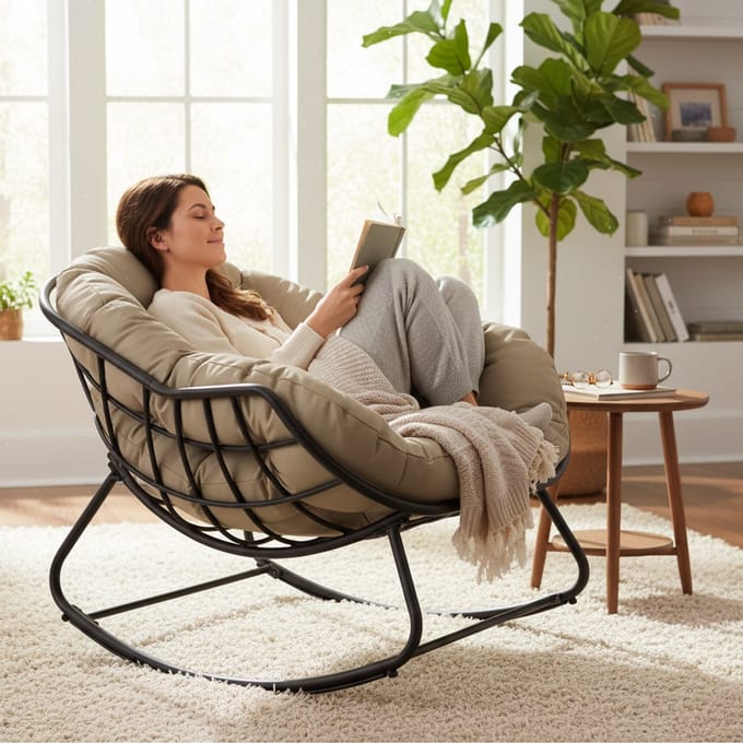 Lounge schommelstoel Royal Rocking II grijs/creme