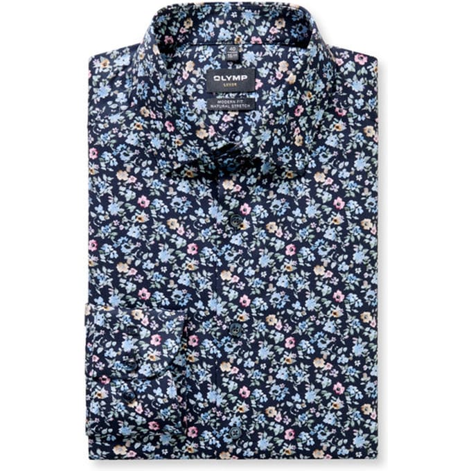 OLYMP Luxor Overhemd, Modern Fit, New Kent, Marineblauw