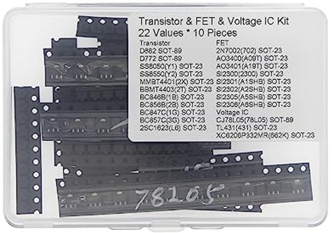 SMD Transistor en FET Set - 22 Waarden, 10 Stuks per Type