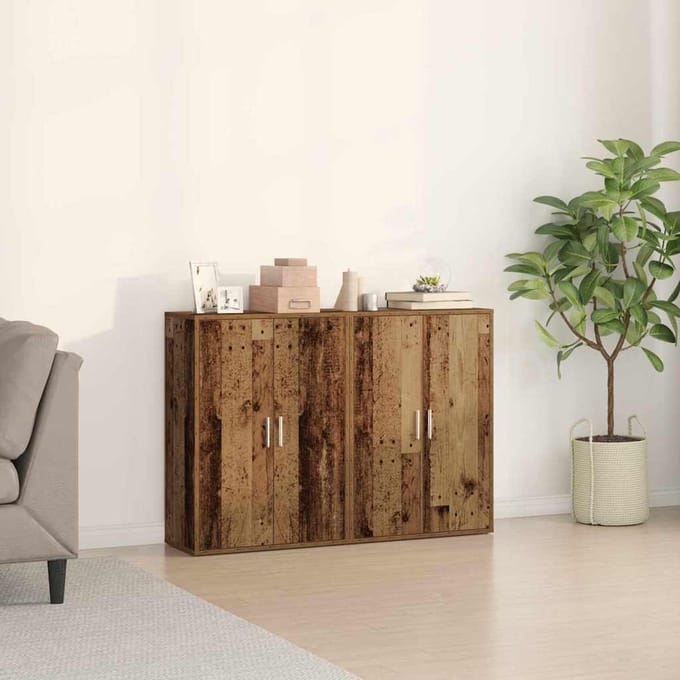 vidaXL - Dressoir - 2 - st - Oudhout - 60 - x - 31 - x - 84 - cm - Bewerkt - hout