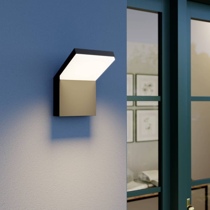 Arcchio LED buiten wandlamp Yolena, antraciet, aluminium, 21cm