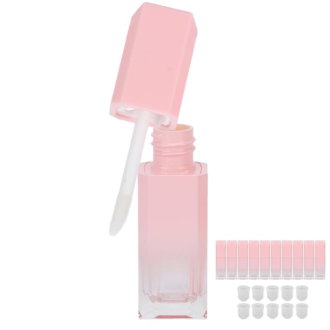 Lot de 10 tubes de gloss vides de 6 ml, rechargeables, pour échantillons de gloss à lèvres DIY, rose white