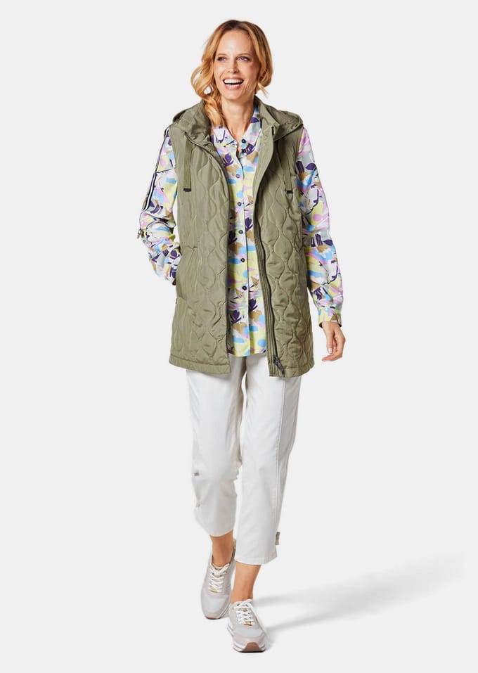 Vest met capuchon - grijsgroen - Gr. 20 van Goldner Fashion