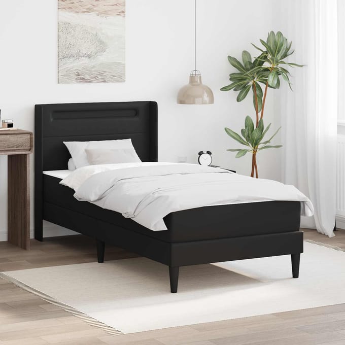 vidaXL - Bedframe - met - matras - 90 - x - 190 - cm - Zwart