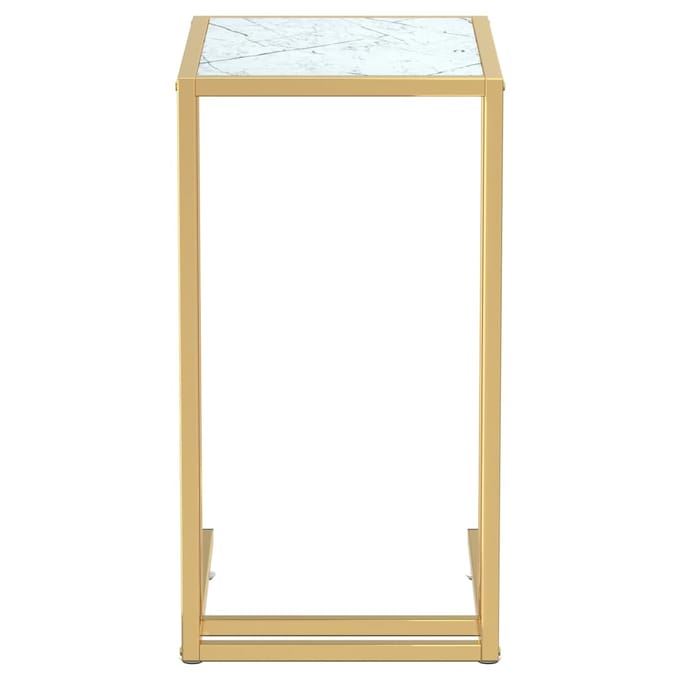 vidaXL - Computer - bijzettafel - 50x35x65 - cm - gehard - glas - witmarmerkleurig