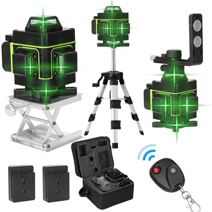 KKmoon Multifunctioneel LCD-scherm 16 lijnen Laserniveautool Verticale horizontale lijn 3 graden EU Plug veelkleurig