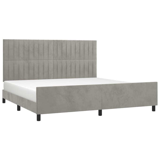 vidaXL - Bedframe - zonder - matras - 200x200 - cm - fluweel - lichtgrijs