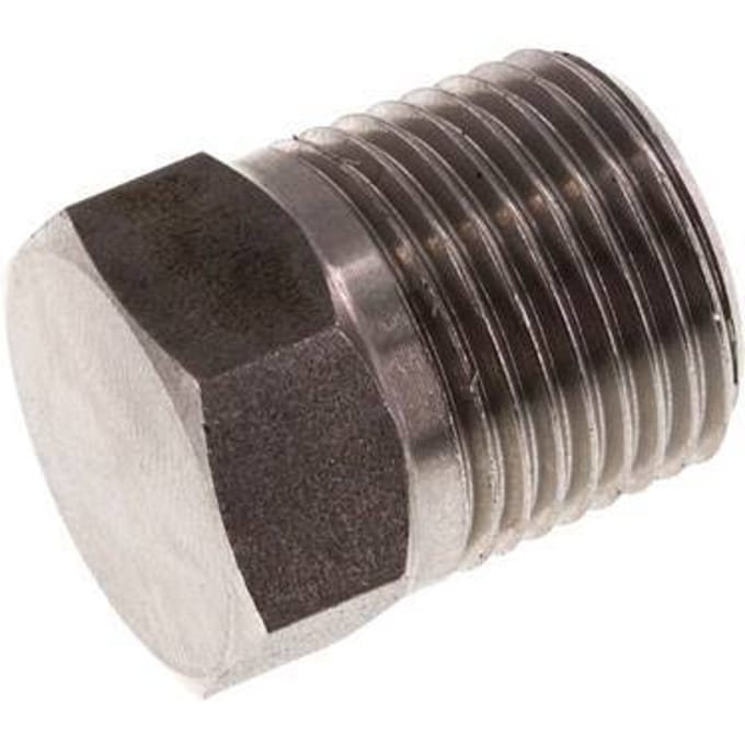 3/8'' NPT Buitendraad RVS Plug met Buitenzeskant 210 Bar - FL1-M-S-038N-E